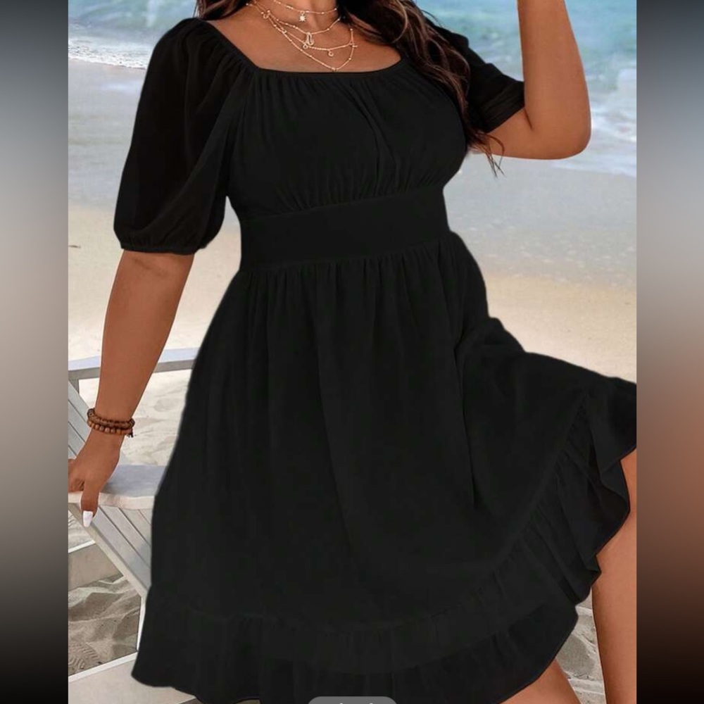 NEW Black Puff Sleeve Dress w/ Square Neckline!!! 🆕 Lis Size 4X
